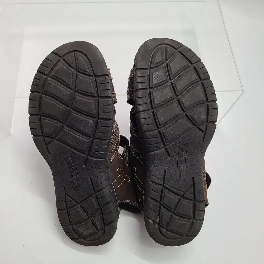 Skechers Brown Leather Fisherman Sandal Padded Insole 63067 Men’s US Sz 11